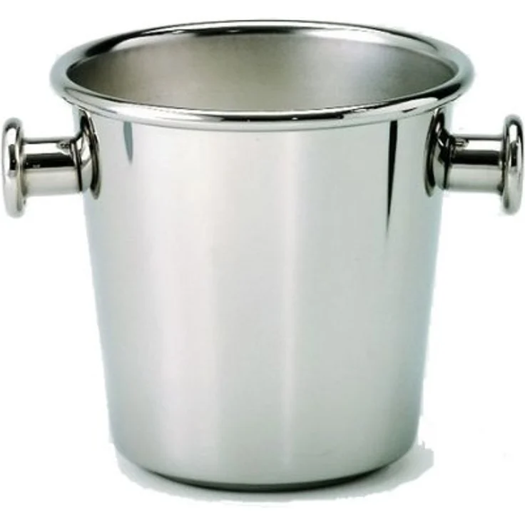 Alessi Eiseimer mit Griffen und Rost aus Edelstahl 18-10 glänzend polierte Aussenseite, mattierte Innenseite