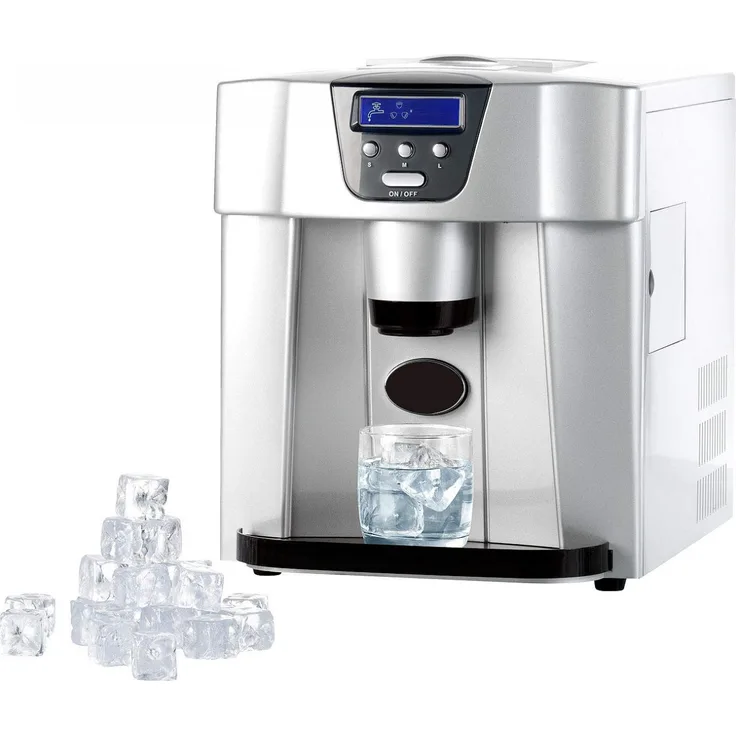 Rosenstein & Söhne EWS 2100 Eiswürfelbereiter, 130W, LCD-Display, 3 Größen, 1,8 Liter, silber