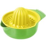 Fackelmann Zitronenpresse mit Auffangbehälter, frisch gepresster Saft ohne Kerne, Küchenhelfer zum Pressen von Limetten (Farbe: Gelb, Weiß, Gelb-Grün - nicht frei wählbar), Menge: 1 Stück