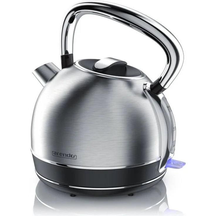 Arendo Vintage Retro Style Edelstahl-Wasserkocher, 2200W, 1,7 L, Automatische Abschaltung, silber 