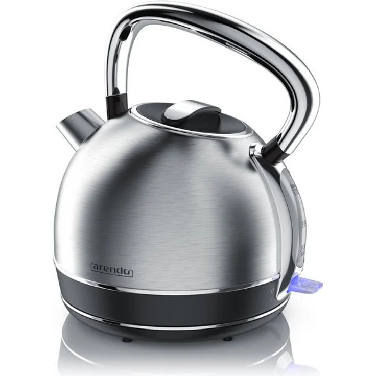 Arendo Vintage Retro Style Edelstahl-Wasserkocher, 2200W, 1,7 L, Automatische Abschaltung, silber 