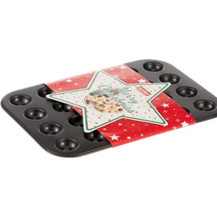 Zenker Husarenkrapfen-- Engelsaugenblech Sparkling Christmas, Ofenblech mit Teflon Antihaftbeschichtung für kinderleichtes Backen, hochwertige Form für selbstgemachte Plätzchen (Farbe: Schwarz)