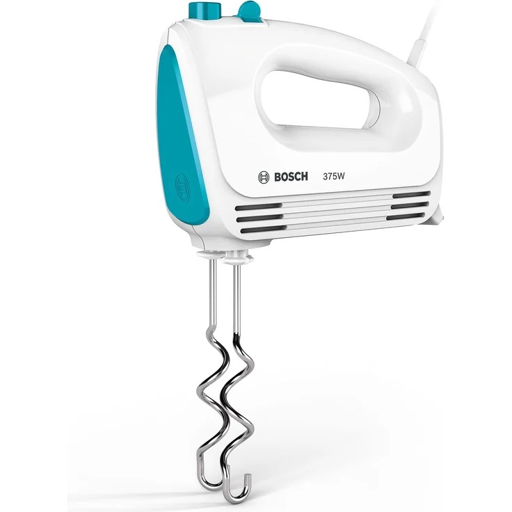 Bosch MFQ2210D Handrührer, moderne Motortechnik, 2 Rührbesen, 2 Edelstahl-Knethaken, 4 Geschwindigkeitsstufen, 375 W, weiß - dynamic blau – Bild 3