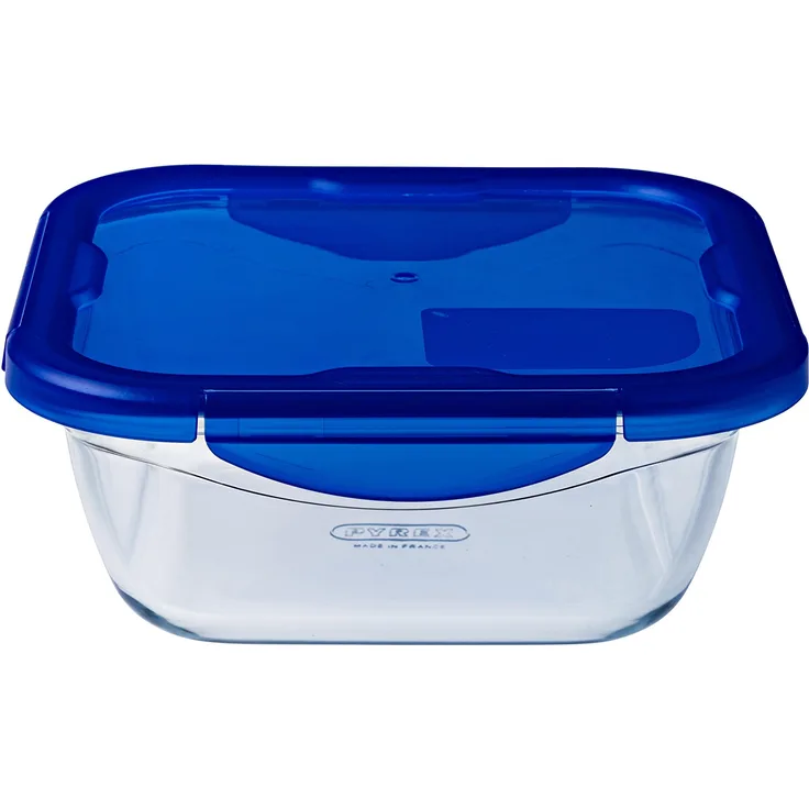Dajar Cook & Go Glasbehälter mit Deckel Cook und Go, quadratish, Pyrex, 1,9 L, Glas, Blau-transparent, 4.58 cm