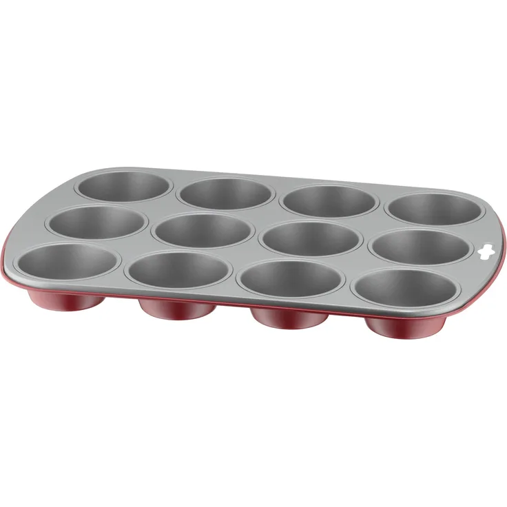 Kaiser Classic Plus Muffinform, für 12 Muffins, 38 x 27 cm, Standardgröße, antihaftbeschichtet, gleichmäßige Wärmeverteilung, rot