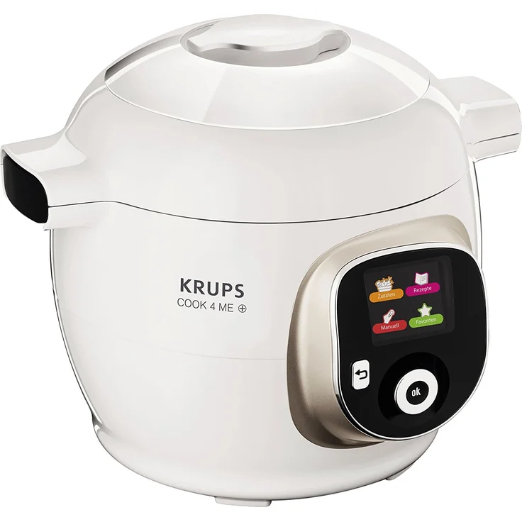Krups CZ7101 Cook4Me+ Multikocher, 1200 Watt, elektrischer Schnellkochtopf, Garen unter Druck für schnelle und frische Gerichte, 6 Liter Fassungsvermögen, weiß-grau – Bild 2