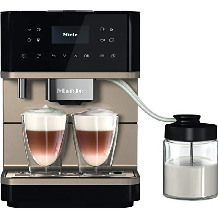 Miele CM 6360 Kaffeevollautomat, 15 bar, One-Touch, 2-Tassen-Funktion, WLAN, Milchschaum, Obsidianschwarz CleanSteel Metallic
