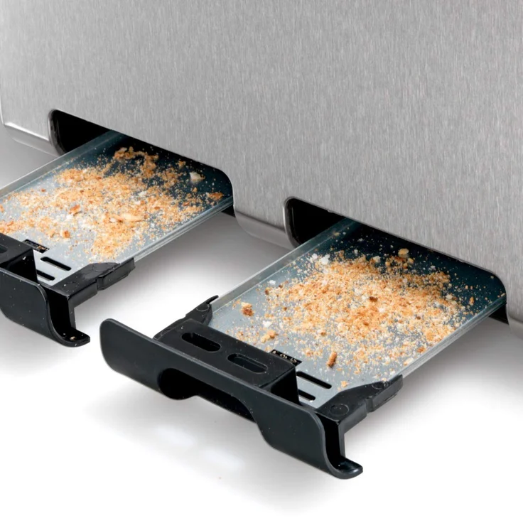 Bosch TAT7S45 4-Schlitz Toaster, Auftau-Aufknusperfunktion, automatische Brotzentrierung, Abschaltautomatik, 1800 W, Edelstahl-schwarz – Bild 4