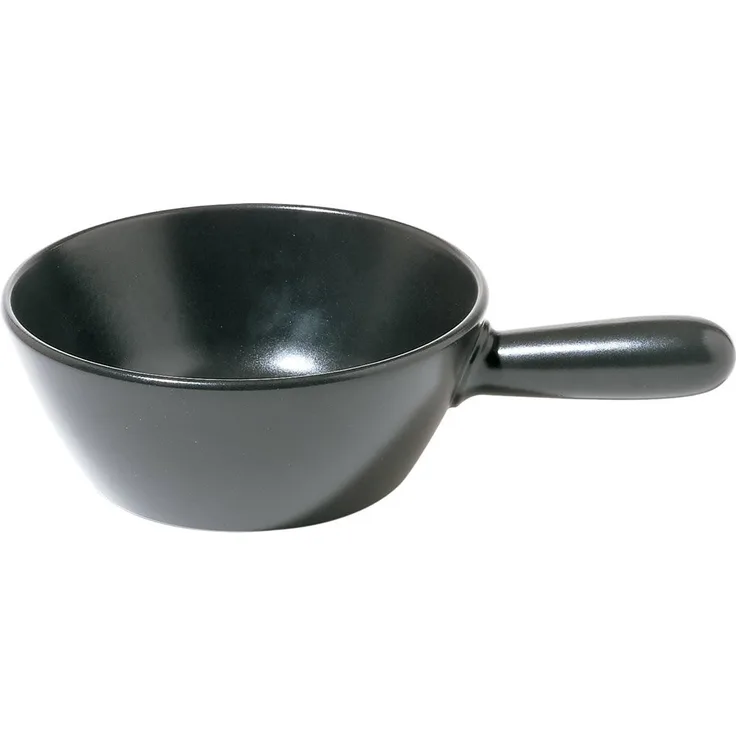 Alessi Mami Fondue Topf für Käse aus Keramik schwarz, Edelstahl, 24 cm