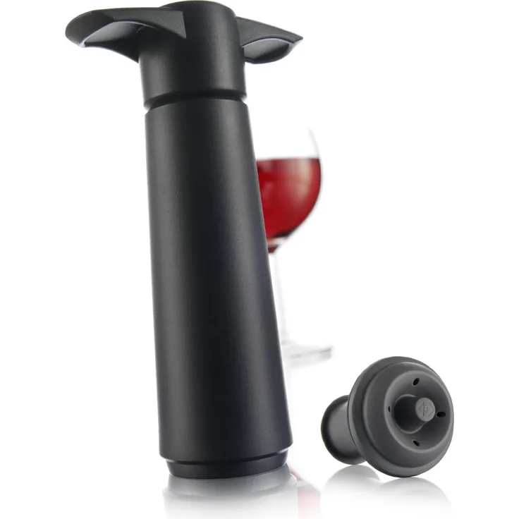 Vacu Vin schwarz 1 Stopfen Weinpumpe, Kunststoff, 3,6X 7,5X 12,5 cm