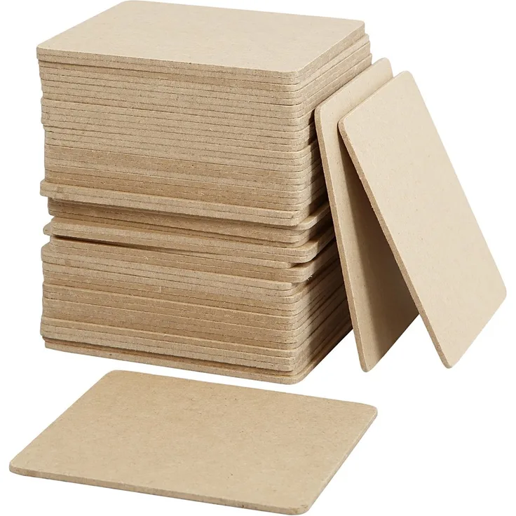 Untersetzer, 10 x 10 cm, Dicke 3 cm, MDF, 50 Stück