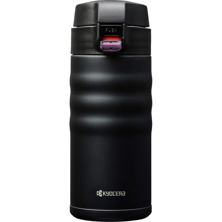 Kyocera FLIP TOP - isolierte Trinkflasche mit keramischer Innenbeschichtung | schadstoff-frei | auslaufsicher | leicht | stylisch | schwarz, 350 ml