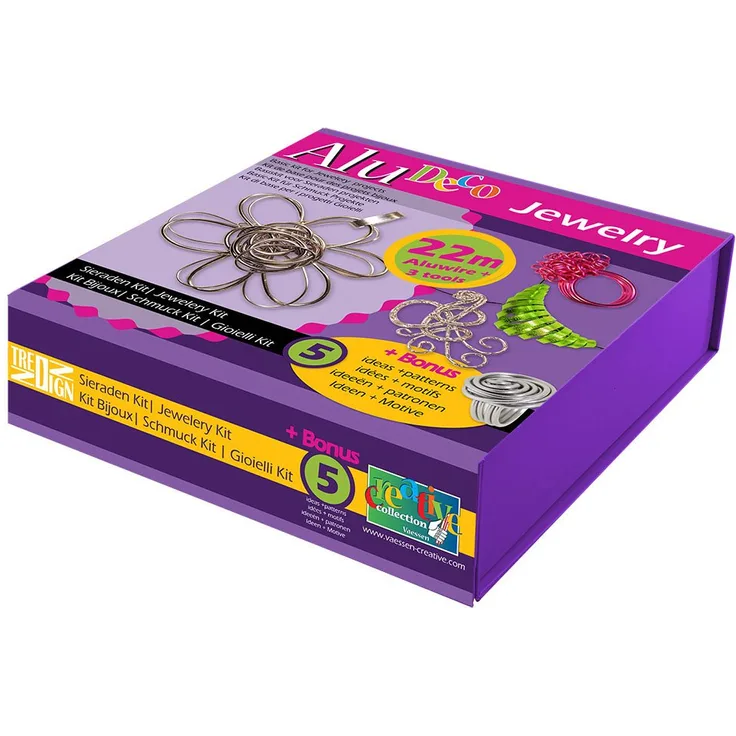 Vaessen Creative Alu Deco Aludraht Schmuck Kit, Aluminium, Purple, 21,5 x 21 x 6 cm