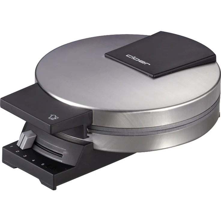 Cloer 189 Waffelautomat für kuchenartige Waffeln, Doppelbeschichtung, 930 W, Waffelgröße 16 cm, schwere Backplatten, optische und akustische Fertigmeldung, mattiertes Edelstahlgehäuse – Bild 6