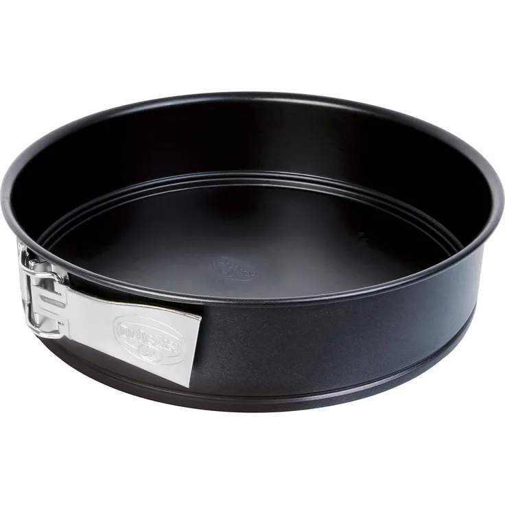 Dr. Oetker Springform Ø 28 cm, Backform mit Flachboden, runde Kuchenform aus Stahl mit Antihaftbeschichtung (Farbe: schwarz), Menge: 1 Stück