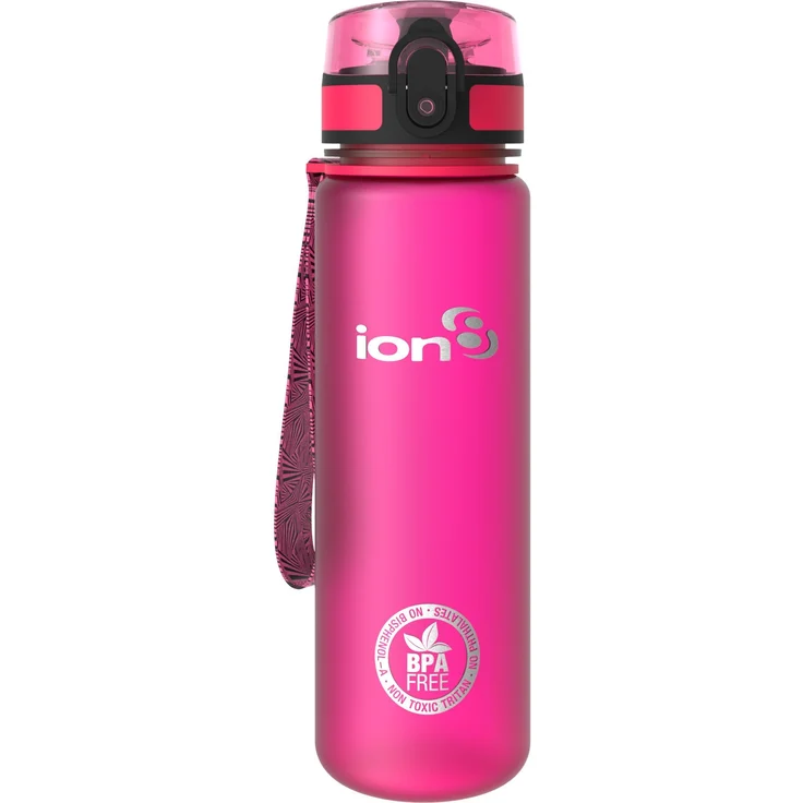 Ion8 auslaufsichere schlanke Wasserflasche - Trinkflasche, BPA-frei, 500ml - 18oz, Rosa (Frosted Pink) – Bild 1