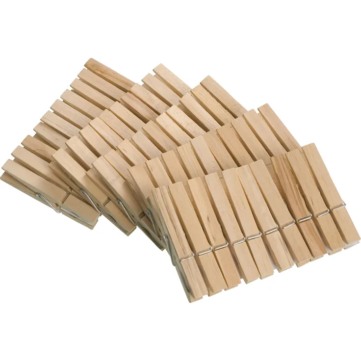 Wenko 50 Wäscheklammern aus FSC zertifiziertem Holz, umweltfreundliche Holzklammern, Klammern zum Basteln und Dekorieren, je 7 cm, natur