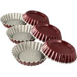 Dr. Oetker Torteletts Ø 10 cm, 6er Set, kleine Backformen für süße Küchlein, ausgezeichnete Wärmeleitung, zweifarbige Optik, (Farbe: grau-rot), Menge: 1 x 6er Set