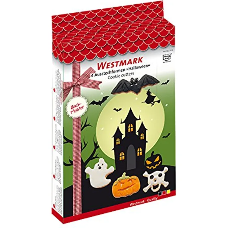 Westmark Keks-Ausstechformen-Set, 4-tlg, Länge: 6 cm, Rostfreier Edelstahl, Halloween, Silber, 31942260