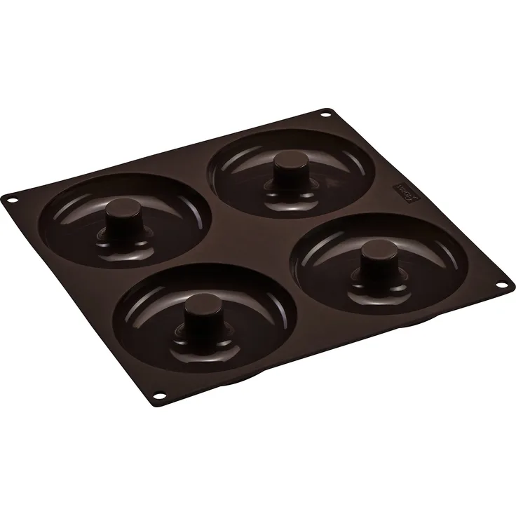 Lurch 85088 FlexiForm Bagels 4fach - Silikonbackform für 4 Bagels (11,8 cm) aus 100% BPA-freiem PlatinSilikon, Braun