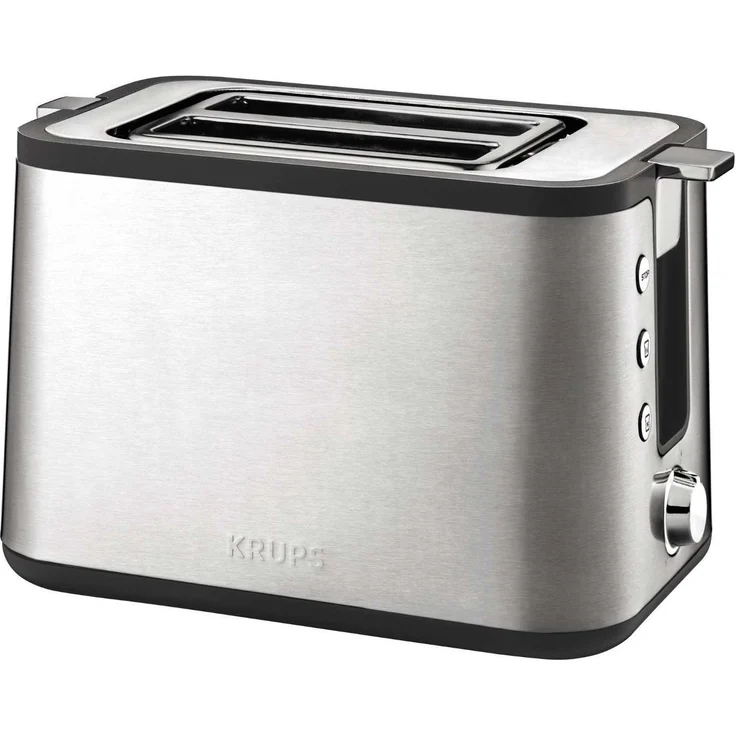 Krups KH442D Control Line Premium Toaster, Edelstahl, 2-Schlitz Toaster, Brötchenaufsatz silber-schwarz – Bild 2