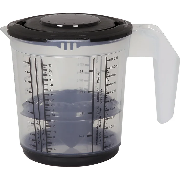 keeeper Messkannenset 4 in 1, Mit Spritzschutz und Zitruspresse, Anti-Rutsch-Funktion, 1 l, Matteo, Graphit Grau