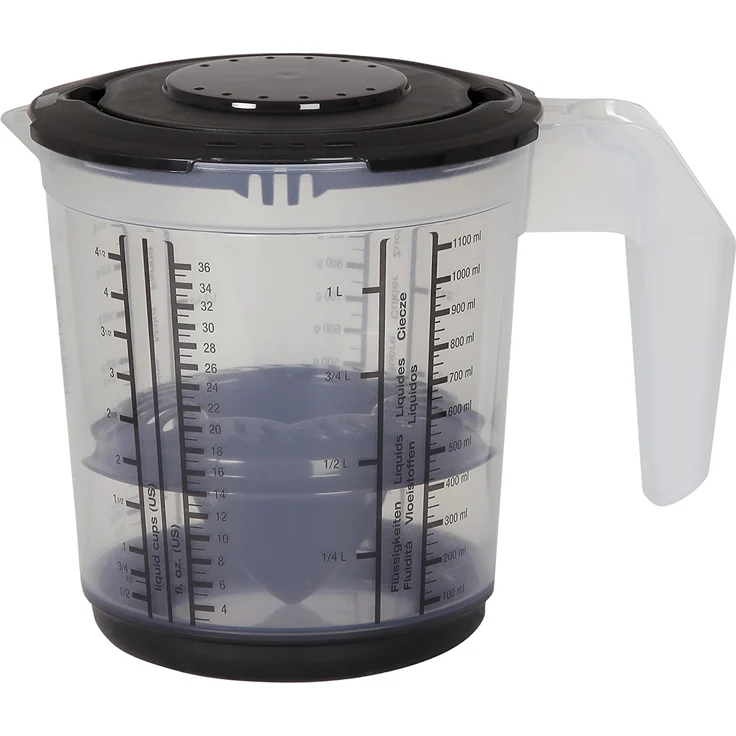 keeeper Messkannenset 4 in 1, Mit Spritzschutz und Zitruspresse, Anti-Rutsch-Funktion, 1 l, Matteo, Graphit Grau