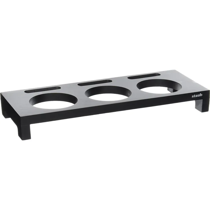 Staub 40509-374-0 Servierbrett, für 3 Mini Cocottes, Schwarzes Holz, 42, 16 x 5 cm