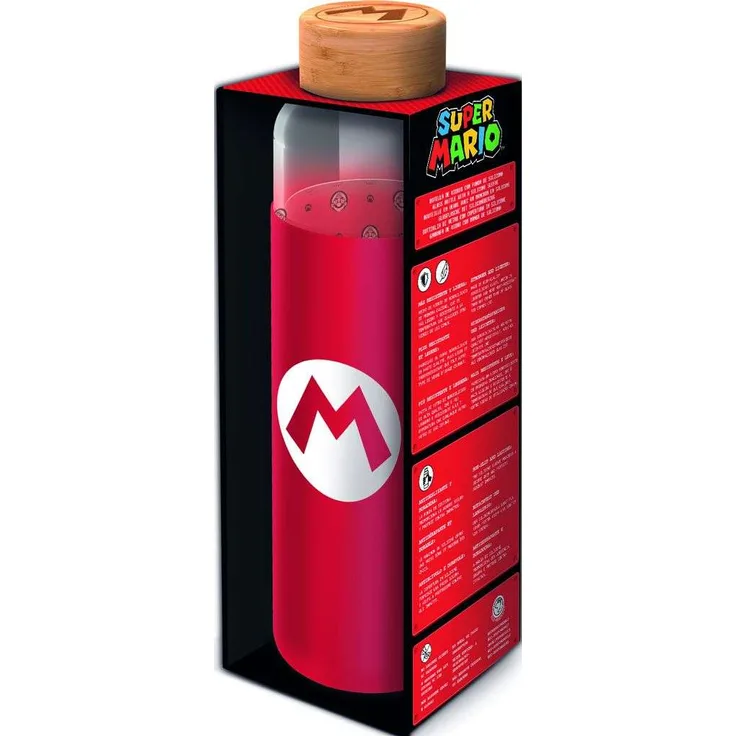 Glasflasche mit Silikon - Super Mario 585 ml 