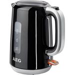 AEG EWA 3300 Wasserkocher (2200 Watt, 1,7 l, entnehmbarer Kalkfilter, Wasserstandsanzeige mit Liter--Tassenangabe, Sicherheitsabschaltung, Ein-Aus-Schalter, Einhand-Deckelöffnung) schwarz