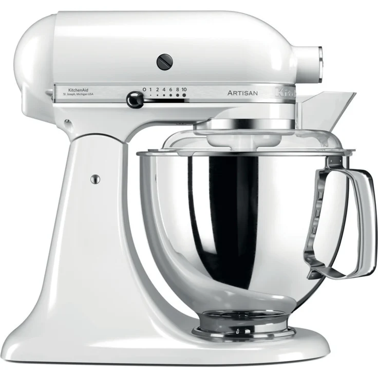 KitchenAid Artisan 5KSM175PSEWH Küchenmaschine mit Direktantrieb, 300W, 4,8L Edelstahlschüssel, weiß, Serie: 5KSM175PS – Bild 1