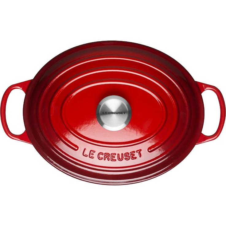 Le Creuset Signature Gusseisen-Bräter mit Deckel, Ø 27 cm, Oval, Für alle Herdarten und Induktion geeignet, Volumen: 4,1 l, Kirschrot  – Bild 2