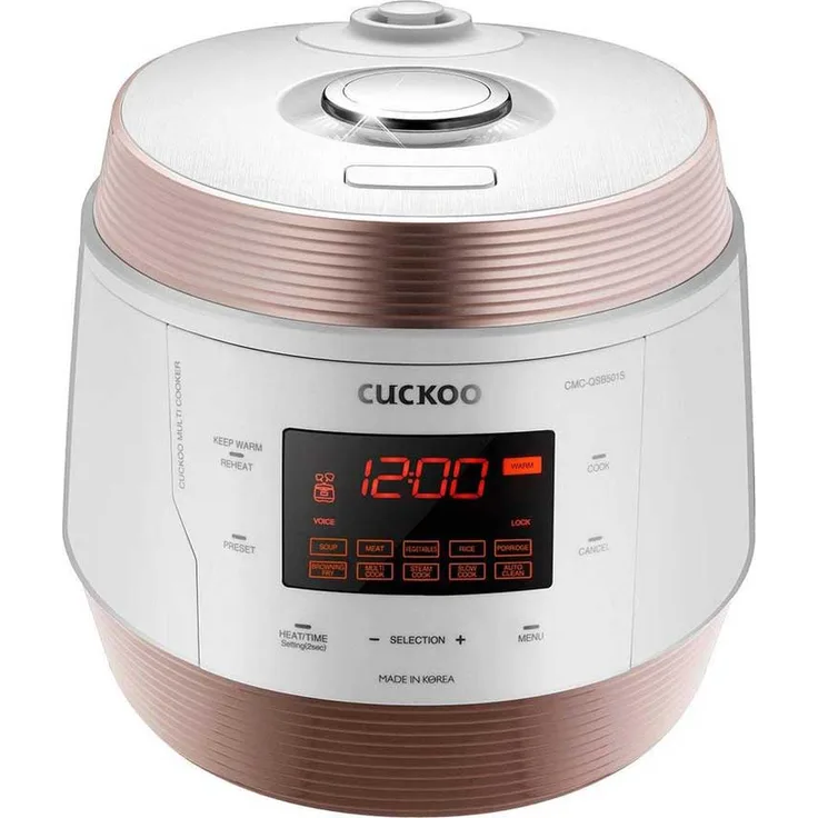 CUCKOO CMC-QSB501S ICOOK Q5 Premium Dampfdruck Multikocher, 4,75 Liter Fassungsvermögen, weiß, 1150 Watt, 8in1 Multifunktionsgerät, Edelstahl-Innentopf mit Antihaft-Beschichtung