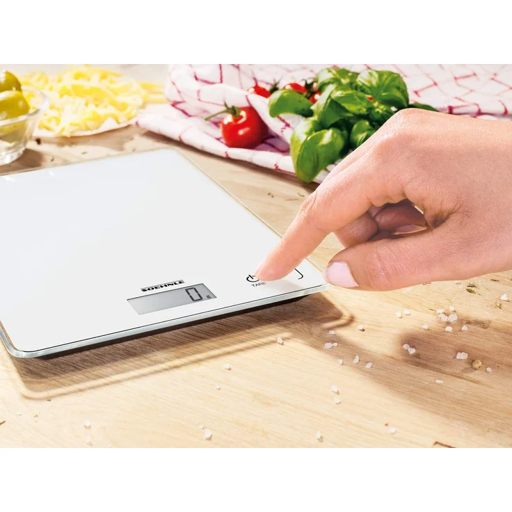 Soehnle Page Compact 300 digitale Küchenwaage bis zu 5 kg Tragkraft, Weiß, Küchenwaage mit leicht ablesbarer LCD-Anzeige, Digitalwaage mit Zuwiegefunktion – Bild 4