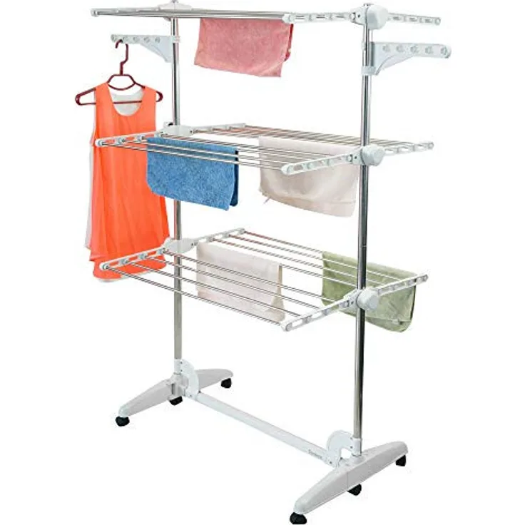 Todeco Wäsche-Trockengestell Edelstahlrohre - Maximale Belastbarkeit 3 kg pro Stützstange
