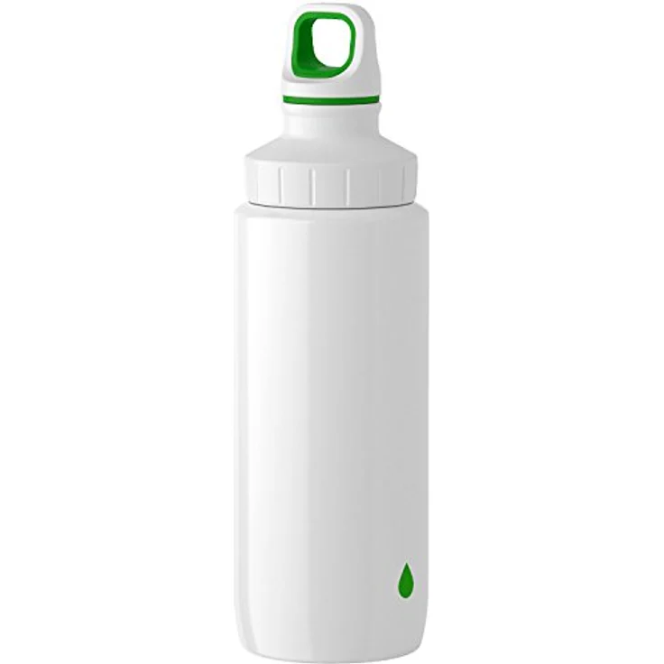 Emsa Light Steel 518356 Edelstahl Trinkflasche, 0,6 Liter, Schraubverschluss, Drop Green – Bild 1