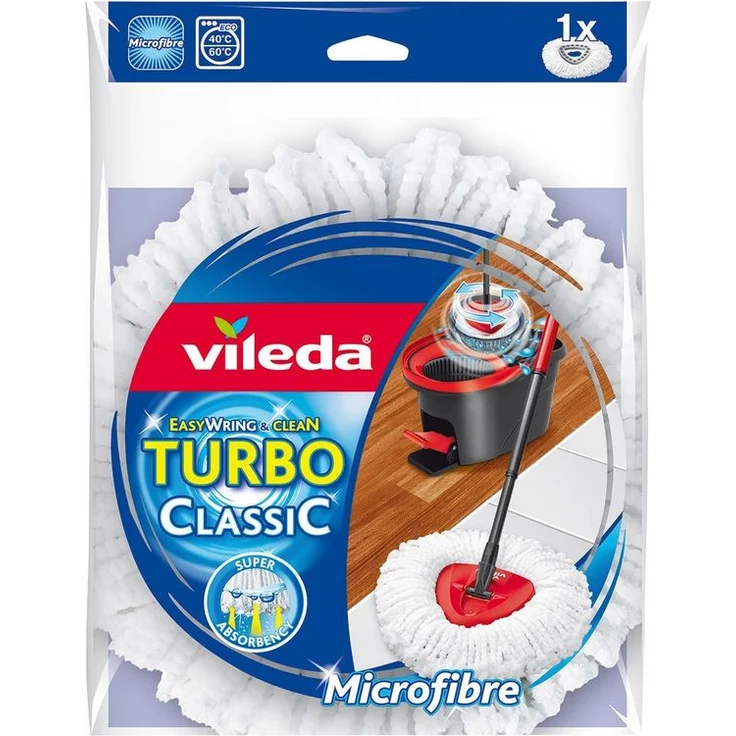 Vileda Turbo EasyWring und Clean Classic Ersatzkopf, weiß – Bild 1