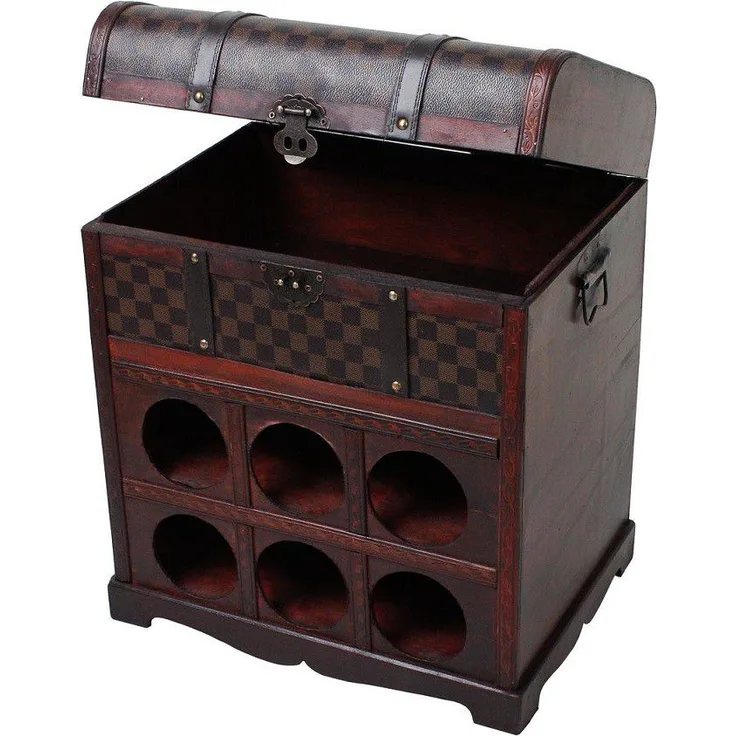 Weinregal für 6 Flaschen im Kolonialstil, Holz, Regal für Flaschen