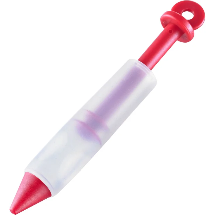 Westmark Dekorierstift-Dekorierspritze für Backwaren, Länge: 14,8 cm, Silikon, Transparent-Rot, 31112280