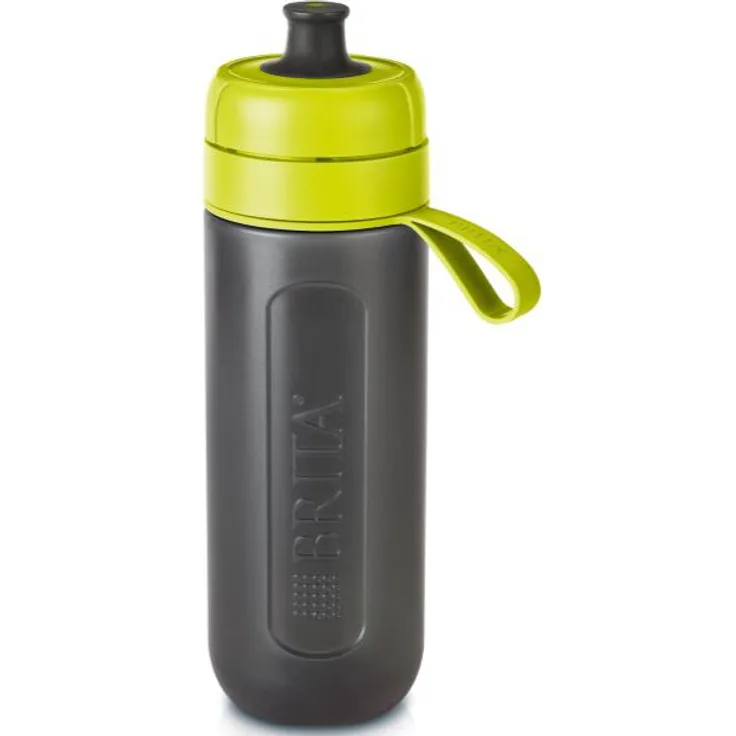 BRITA Wasserfilter-Flasche fill&go Active Limone – Robuste Sport Trinkflasche mit Wasserfilter für unterwegs aus BPA-freiem Kunststoff – Zusammendrückbar