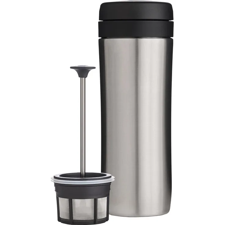 ESPRO Reise-French Press Travel Press, Mini Coffee Maker mit Thermo-Funktion, Edelstahl, Kaffee, to go, 350ml, edelstahl