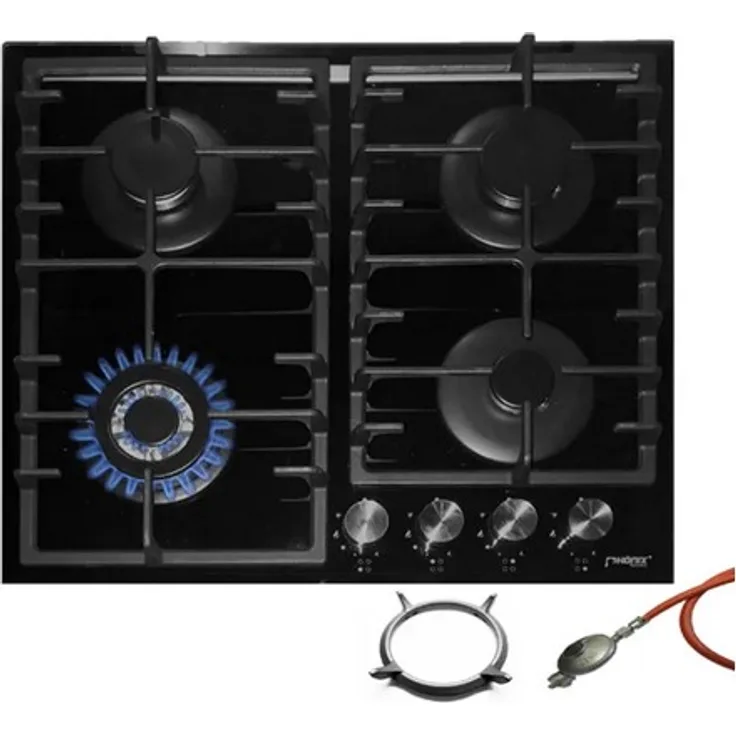 Phönix PG-603T Gaskochfeld 4 flammig Glas Gaskocher Einbauherd