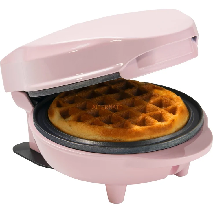 Bestron AMW500P Mini-Waffelautomat, Waffeleisen, 550W, Backampel, antihaftbeschichtet, rosa – Bild 1
