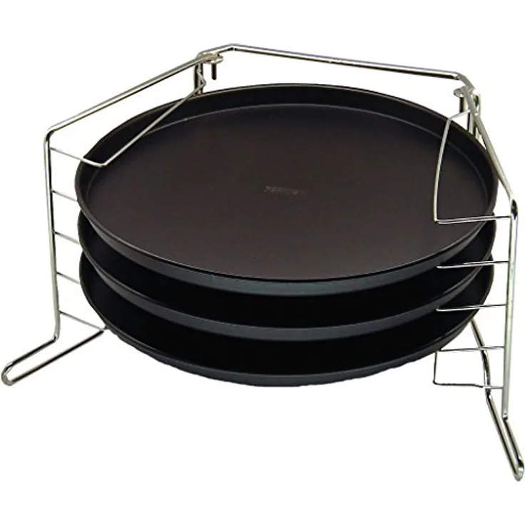 Zenker Backofen-Pizzableche, Durchmesser 20 cm, 3 Stück plus Gestell