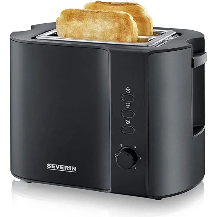 Severin AT 9552 Automatik-Doppelschlitztoaster, 800W, inkl. Brötchen-Röstaufsatz, 2 Röstkammern, schwarz-matt
