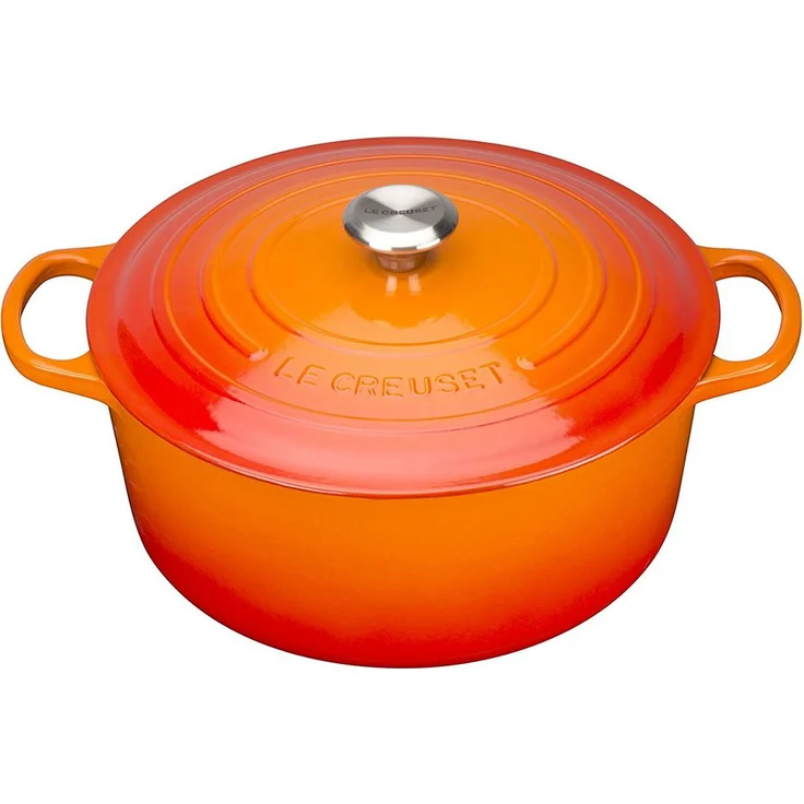 Le Creuset Signature Gusseisen-Bräter mit Deckel, Ø 30 cm, Rund, Für alle Herdarten und Induktion geeignet, Volumen: 8,4 l, Ofenrot – Bild 1
