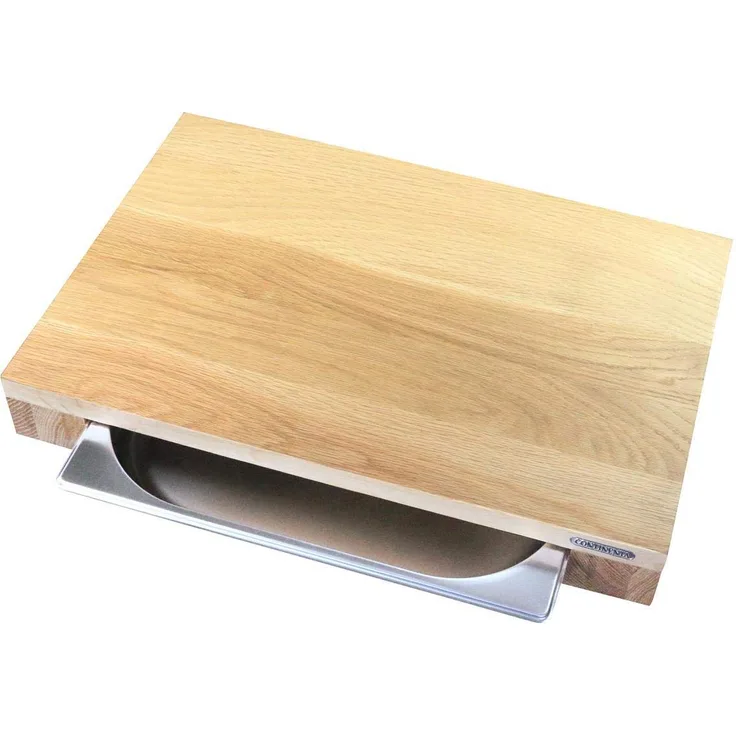 Continenta Oak Wood 4111 Eiche Holz Schneidebrett mit Edelstahl Schublade, Mehrfarbig