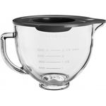 KitchenAid 5KSM5GB Glasschüssel, mit Griff, 4,7 L, inklusive Silikondeckel,  4,3 L und 4,8 L KitchenAid Küchenmaschinen mit kippbarem Motorkopf, transparent, anthrazit