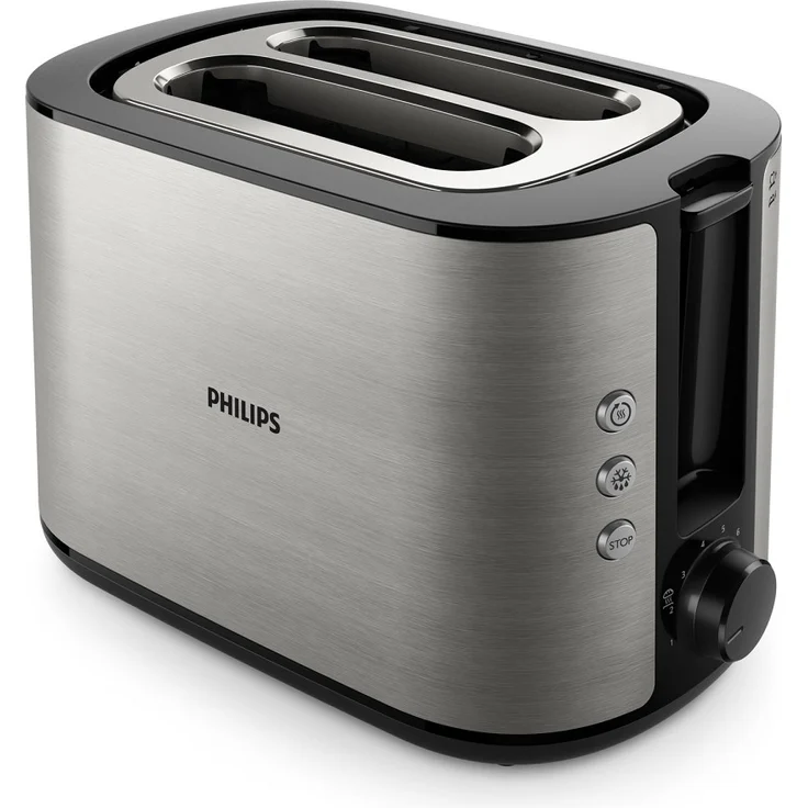 Philips HD2650-90 Toaster Edelstahl (950 W, 8 Bräunungsstufen, Brötchenaufsatz, Auftau- und Aufwärmfunktion, Stopp-Taste, Liftfunktion) – Bild 1