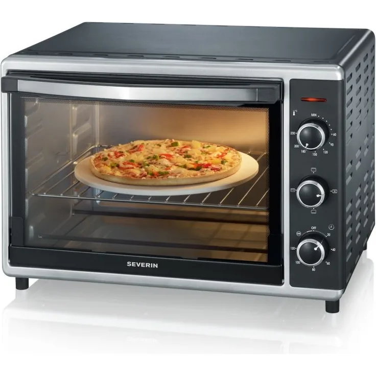 SEVERIN TO 2058 Back- und Toastofen mit Umluftfunktion (1.800 W, Inkl. Pizzastein, 42 L) silber ,schwarz
